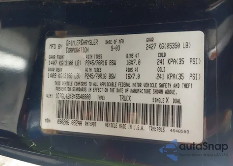 2004 Dodge Dakota Slt from USA, damaged, VIN 1D7GL42K84S548808